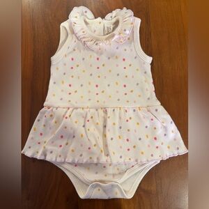 TunTun Baby Polka Dot Romper with Skirt & Ruffle Collar, 6-12m